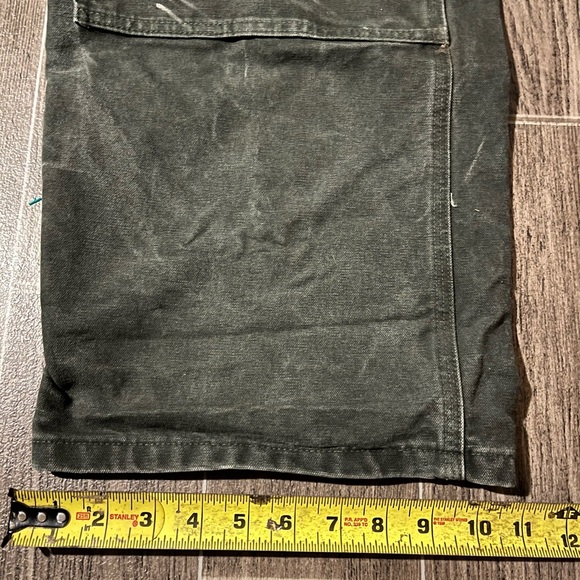 VTG Carhartt Double Knee Duck Canvas Bib Overalls R06 MOS Mens 42x32 Green - Picture 9 of 10